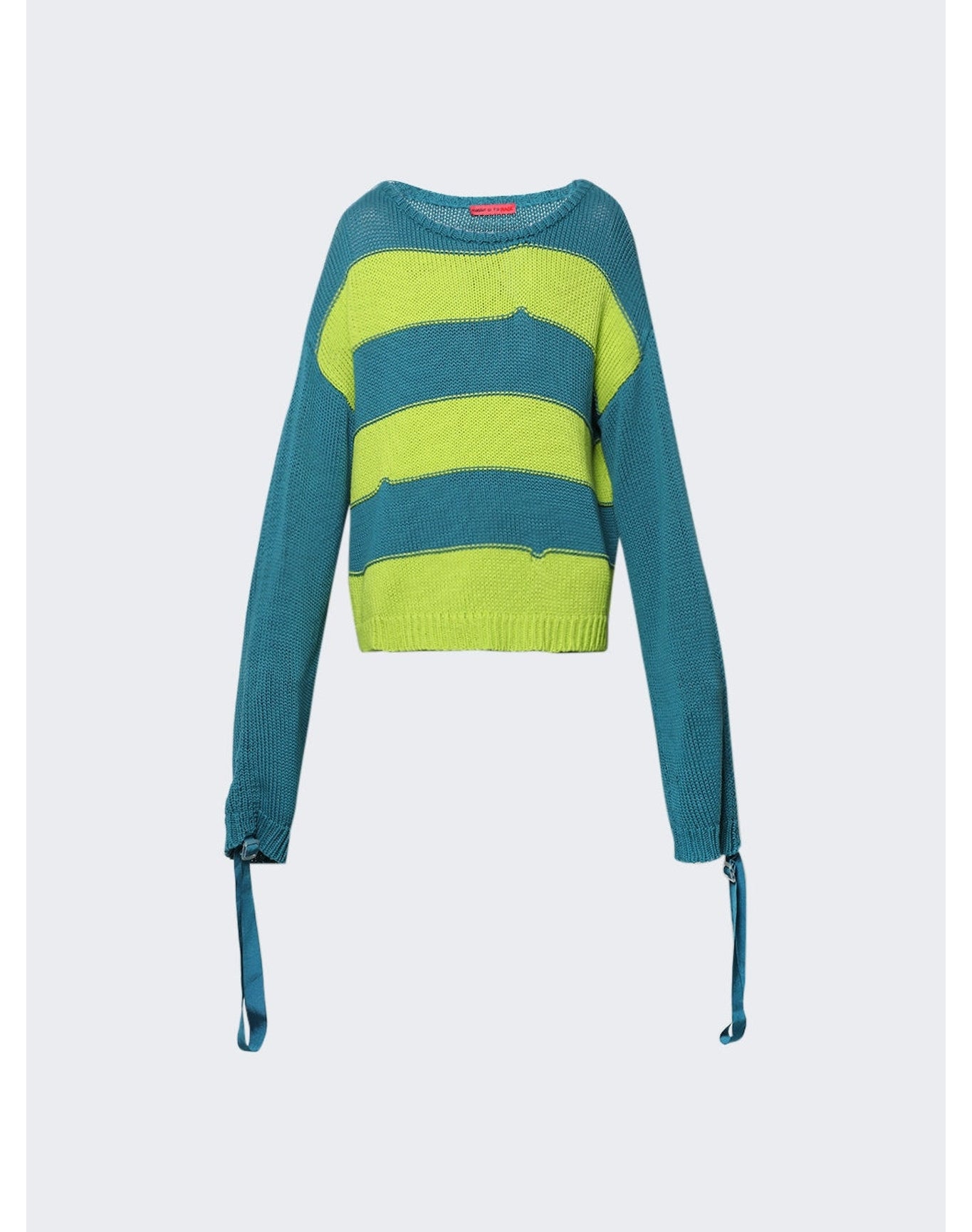 Members of the Rage | Men | Super Long Sleeve Sweater | Petrol Green x Acid Lime