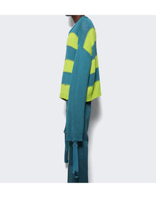 Members of the Rage | Men | Super Long Sleeve Sweater | Petrol Green x Acid Lime