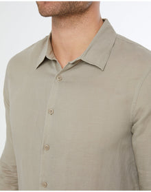 Men | Air Linen Long Sleeve Shirt | Dark Olive