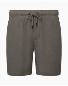 Men | Classic Pull On Linen Short 6In | Charcoal Gray