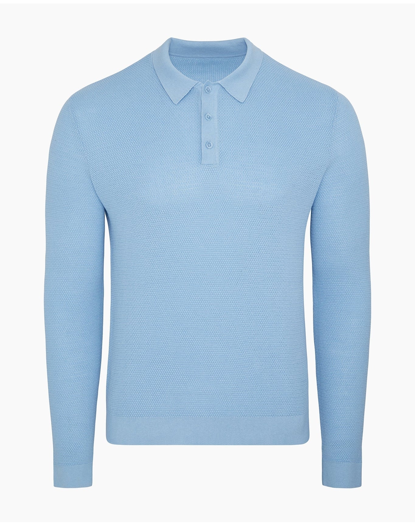 Men | Cotton Textured Knit Long Sleeve Polo Sweatshirt | Seaport