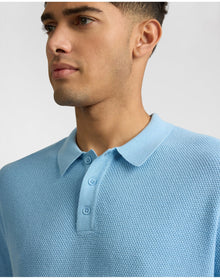 Men | Cotton Textured Knit Long Sleeve Polo Sweatshirt | Seaport