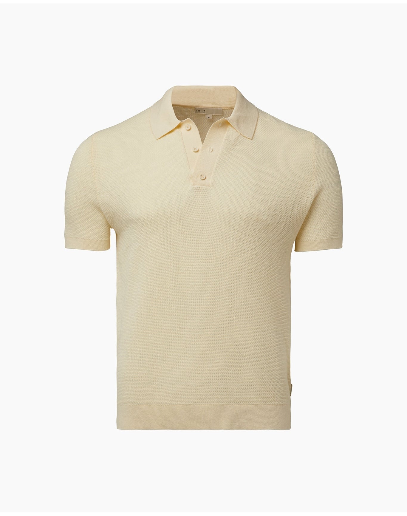 Men | Cotton Textured Knit Polo | Light Yellow