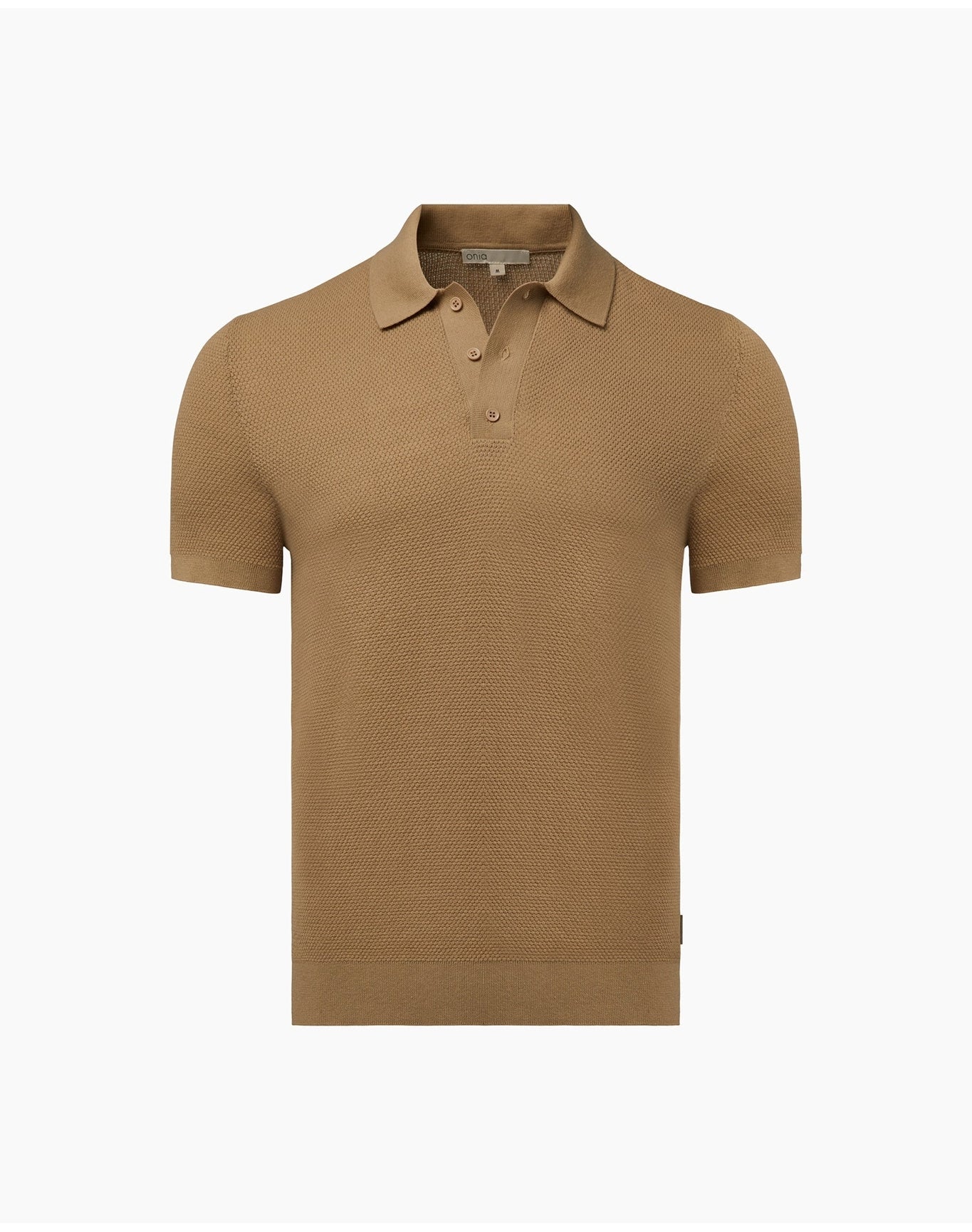 Men | Cotton Textured Knit Polo | Sand