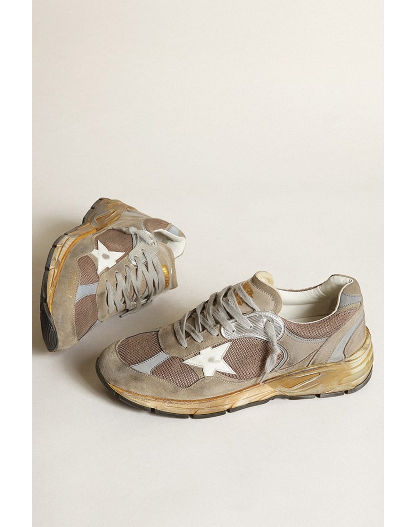 Men | Dad Star Dove Gray Mesh & Suede | Taupe x Silver x White (V1)