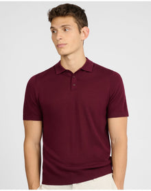 Men | Extra Fine Merino Wool Polo | Port Wine