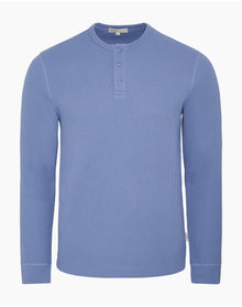 Men | Heavyweight Cotton Waffle Henley Sweatshirt | Indigo