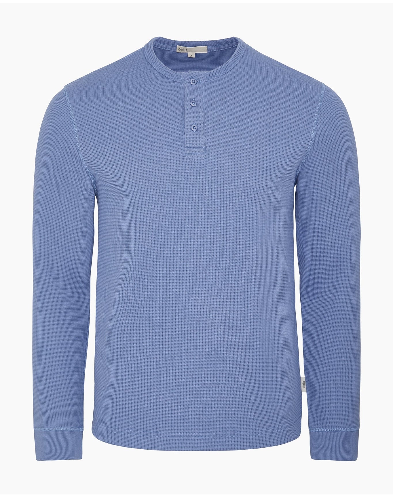 Men | Heavyweight Cotton Waffle Henley Sweatshirt | Indigo