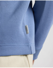 Men | Heavyweight Cotton Waffle Henley Sweatshirt | Indigo