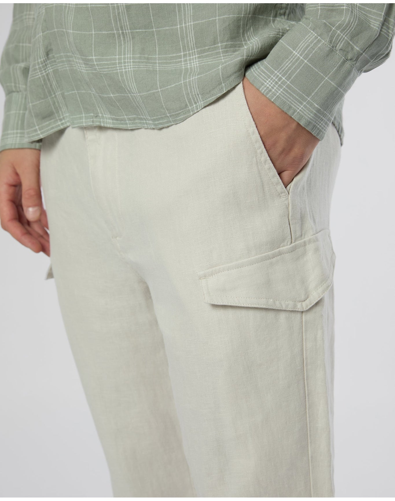 Men | Linen Cargo Jogger | Stone