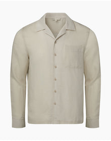 Men | Linen Home Long Sleeve Camp Shirt | Stone