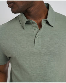 Men | Slub Short Sleeve Polo | Agave