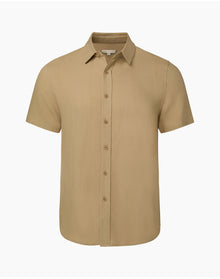 Men | Standard Short Sleeve Linen Shirt | Sand