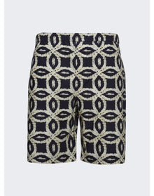 Meta Campania Collective | Men | Meta Crochet Print Drawstring Shorts | Black x Neutral