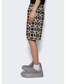 Meta Campania Collective | Men | Meta Crochet Print Drawstring Shorts | Black x Neutral