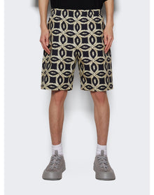 Meta Campania Collective | Men | Meta Crochet Print Drawstring Shorts | Black x Neutral