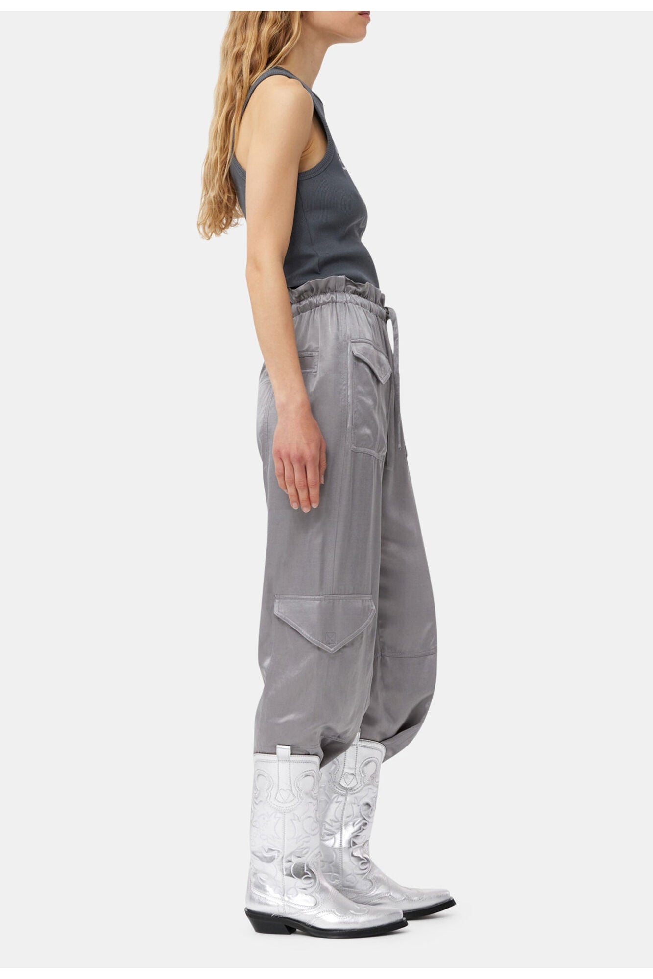 Mid Shaft Embroidered Western Boots | Silver