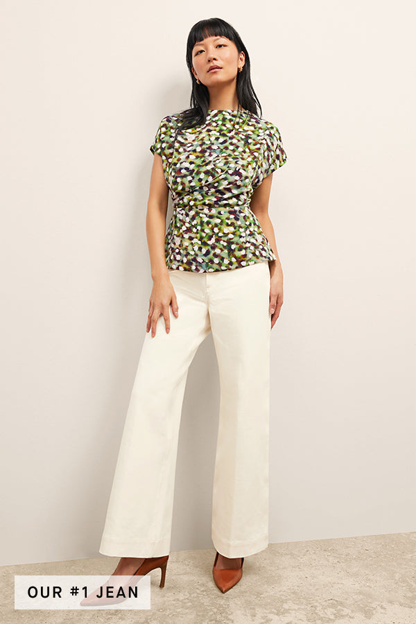 Front image of a woman wearing the Milo Jean in Tusk | Exclude