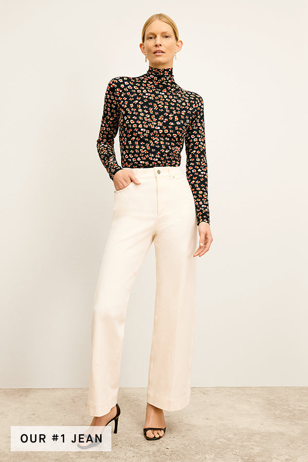 Front image of a woman wearing the Milo Jean in Tusk | Exclude