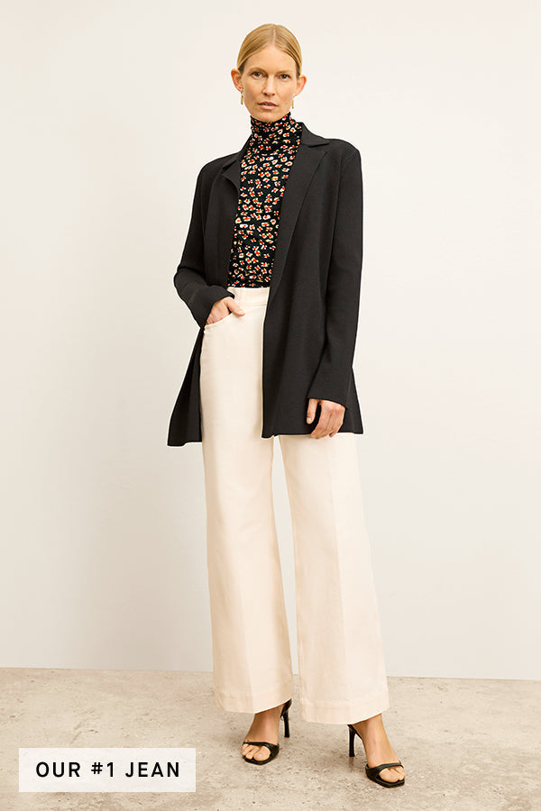 Front image of a woman wearing the Milo Jean in Tusk | Exclude