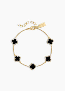 Mini Icon Black Bracelet | Black Onyx/Clear Crystal | 14K Gold Plated