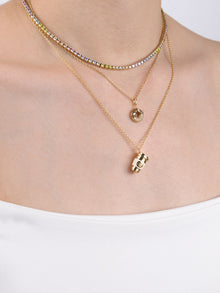 Donut Coffee Glazed Necklace | 5A Grade Cubic Zirconia/Enamel | 14K Gold Plated Brass