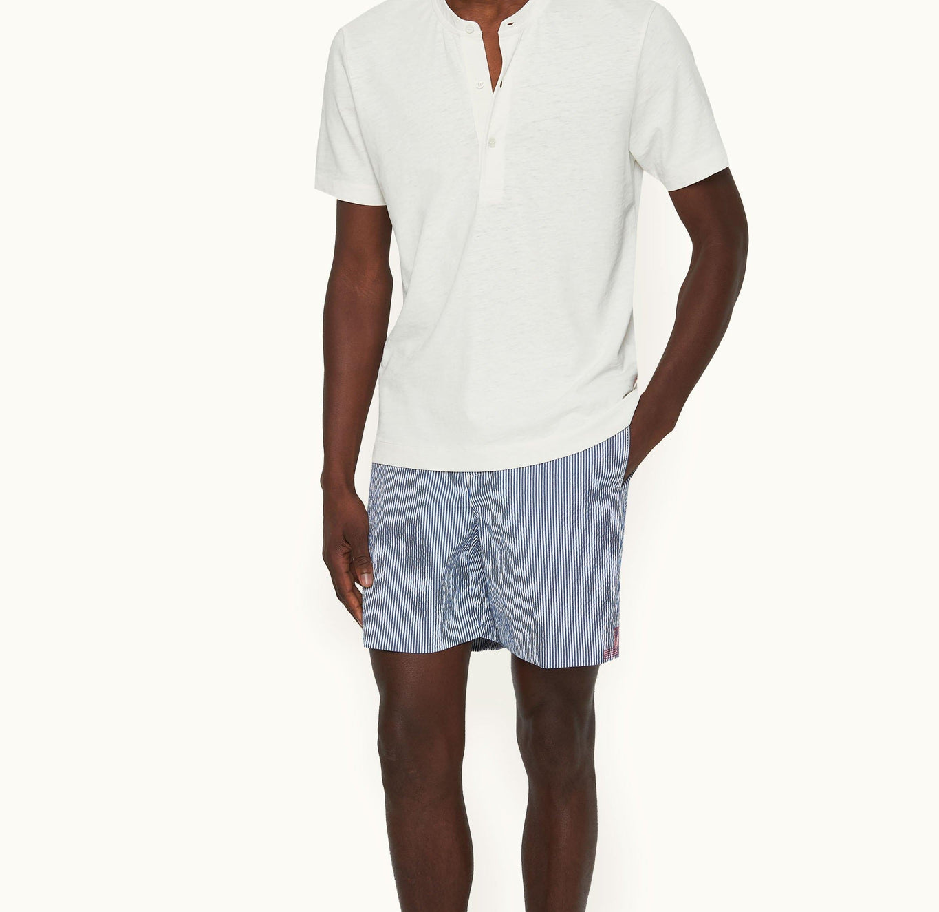 Montrose Classic Fit 3-Button Placket Cotton-Linen T-Shirt | Thasos Beach