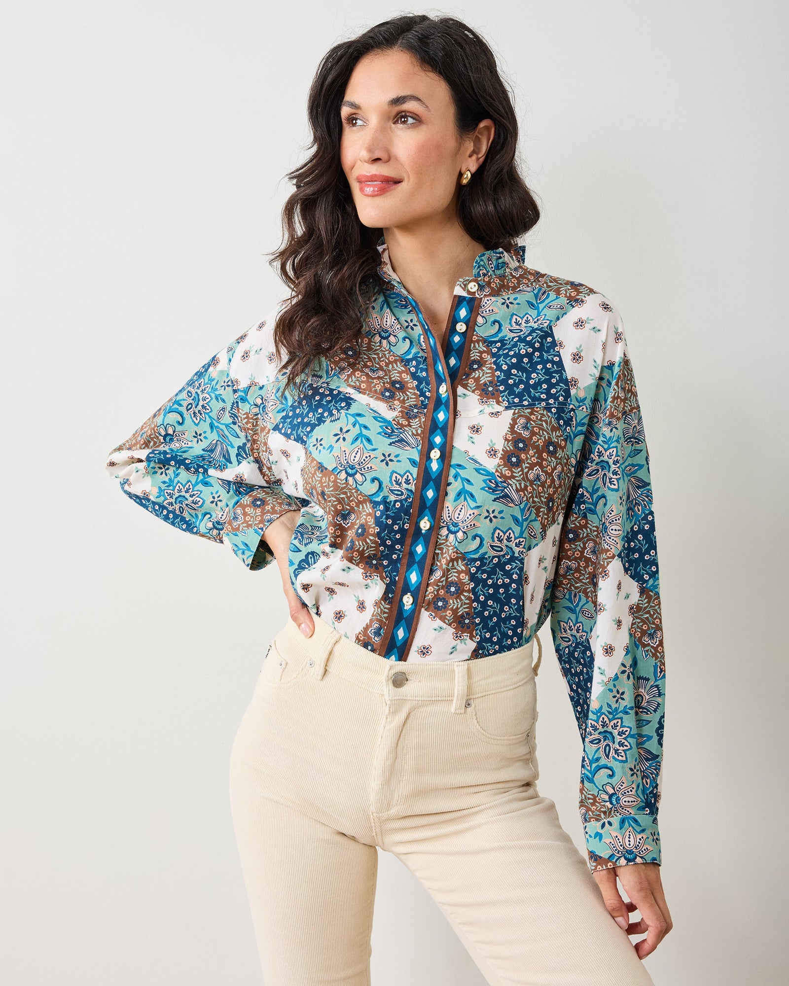 Vintage Patchwork - Mabel Blouse - Mocha - Printfresh