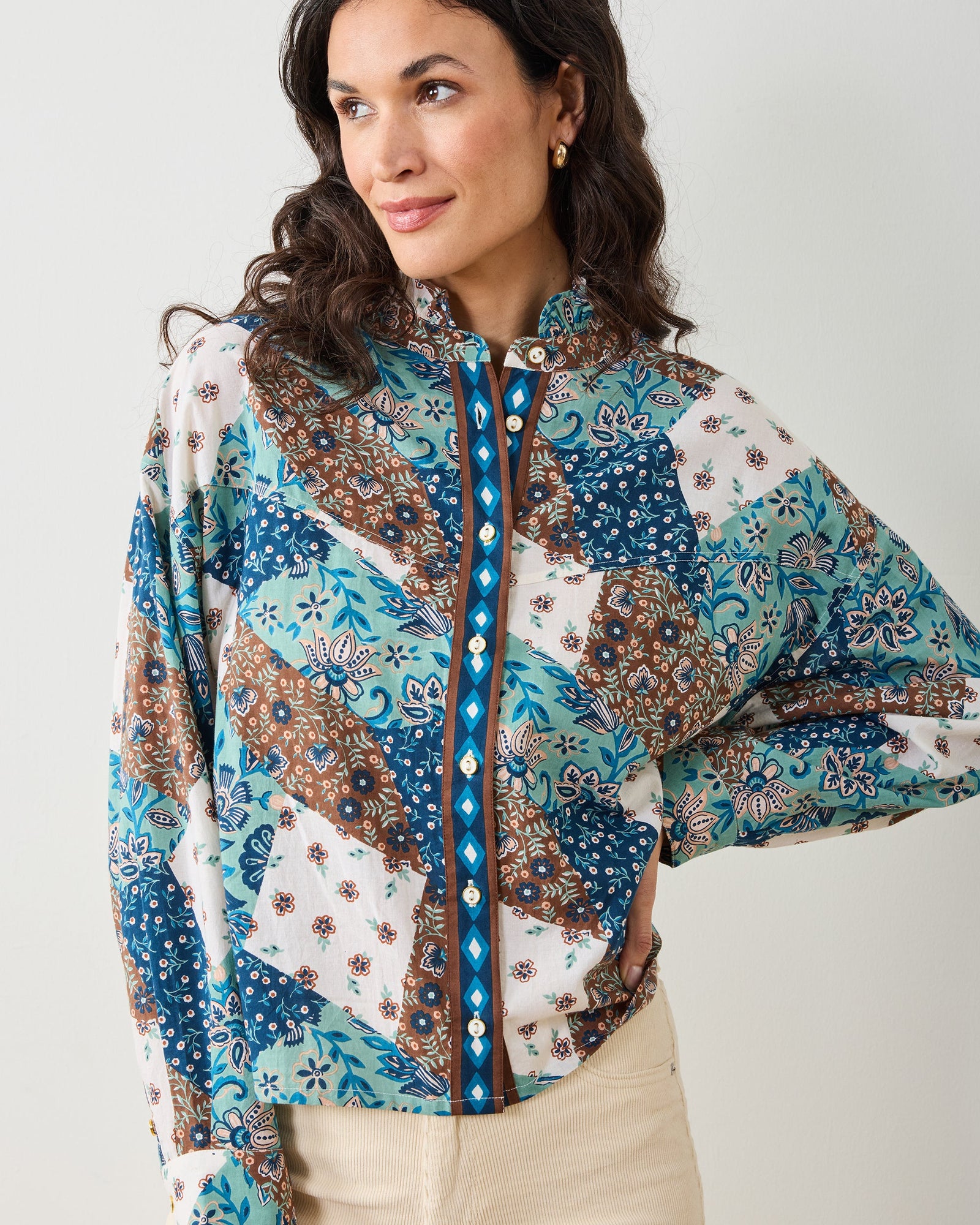 Vintage Patchwork - Mabel Blouse - Mocha - Printfresh