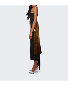 Mugler | Women | Asymmetric Strapless Dress | Brown