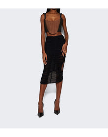 Mugler | Women | Bi Material Corset | Brown