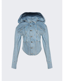 Mugler | Women | Corseted Denim Jacket | Light Blue