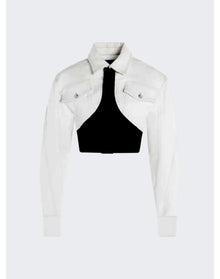 Mugler | Women | Cropped Denim Jacket | White x Black