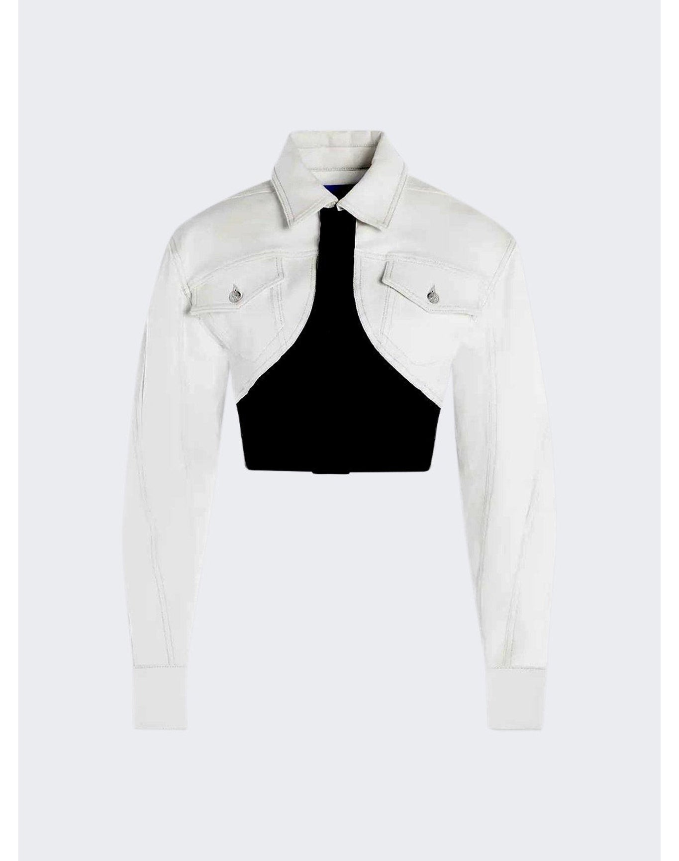 Mugler | Women | Cropped Denim Jacket | White x Black