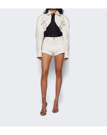 Mugler | Women | Cropped Denim Jacket | White x Black