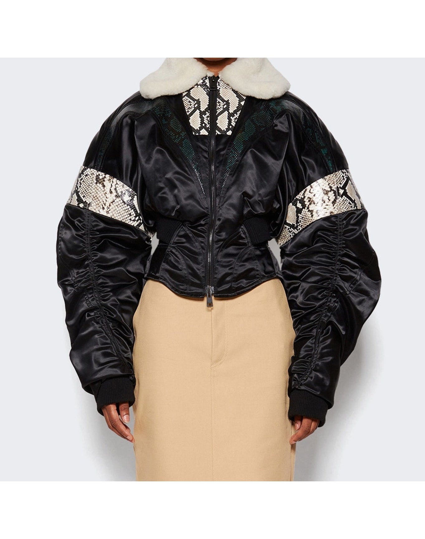 Mugler | Women | Cropped Jacket | Black x Roccia