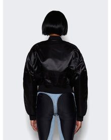 Mugler | Women | Cropped Nylon Bomber | Black