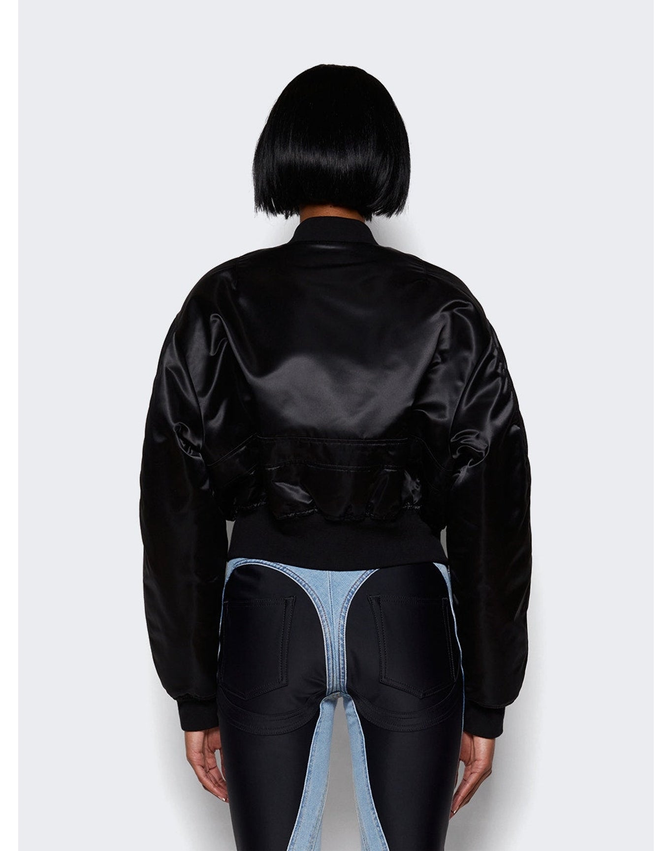 Mugler | Women | Cropped Nylon Bomber | Black