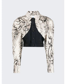 Mugler | Women | Cropped Panelled Jacket | Wrapped Snake Roccia
