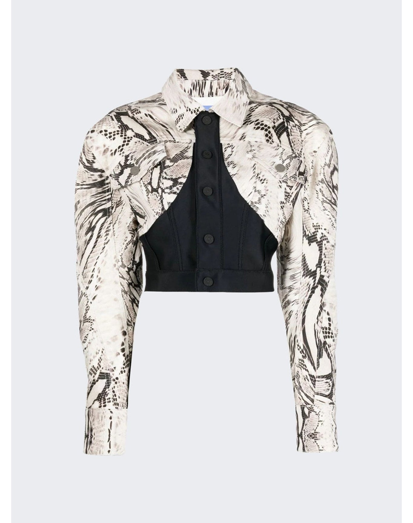 Mugler | Women | Cropped Panelled Jacket | Wrapped Snake Roccia