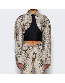 Mugler | Women | Cropped Panelled Jacket | Wrapped Snake Roccia