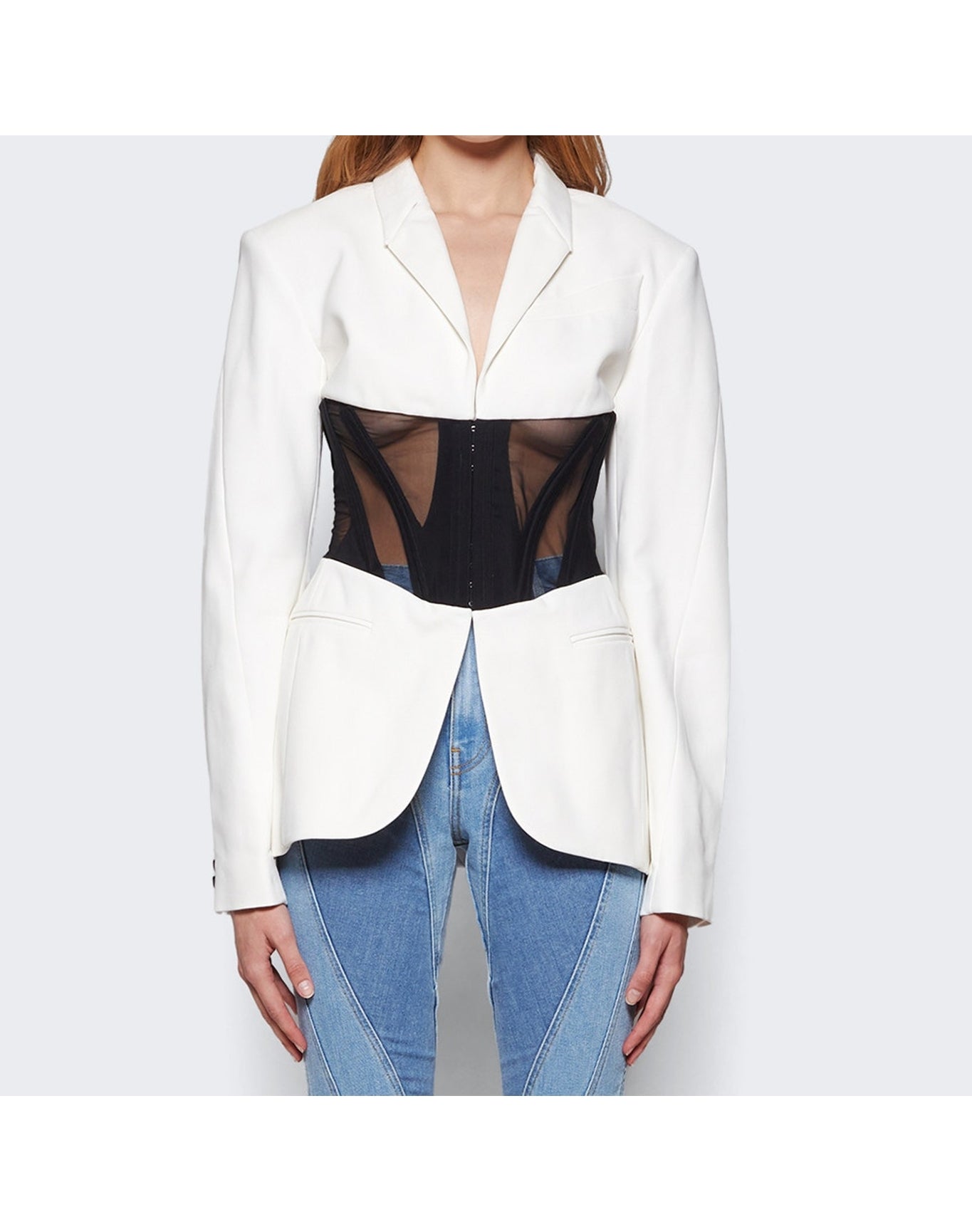 Mugler | Women | Iconic Corseted Jacket | Snow x Black