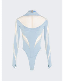 Mugler | Women | Illusion Bodysuit | Light Blue Nude 01