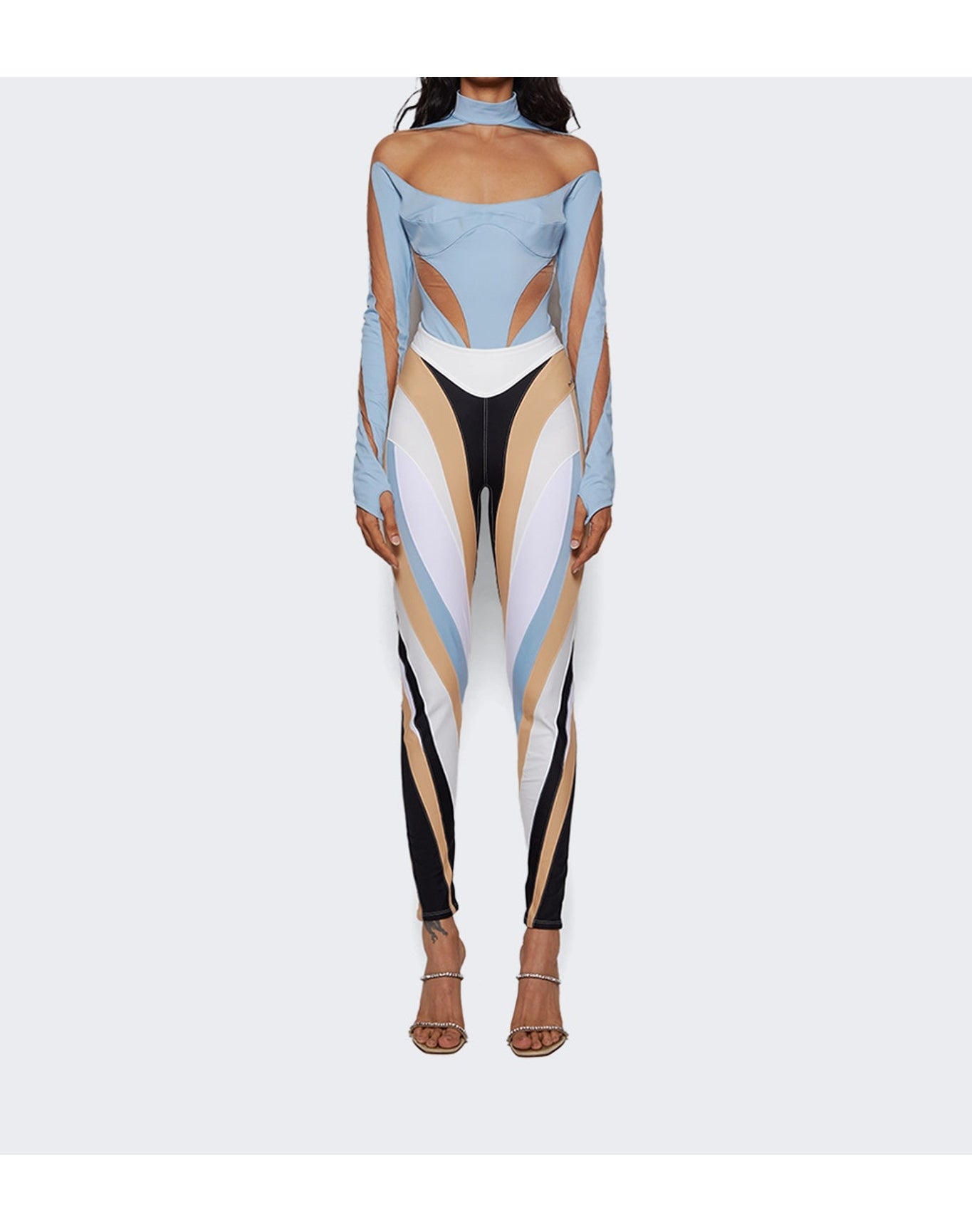 Mugler | Women | Illusion Bodysuit | Light Blue Nude 01