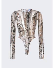 Mugler | Women | Illusion Bodysuit | Warped Snake Roccia