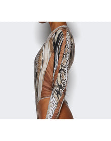 Mugler | Women | Illusion Bodysuit | Warped Snake Roccia