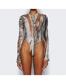 Mugler | Women | Illusion Bodysuit | Warped Snake Roccia