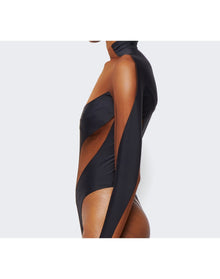 Mugler | Women | Illusion Mockneck Bodysuit | Black