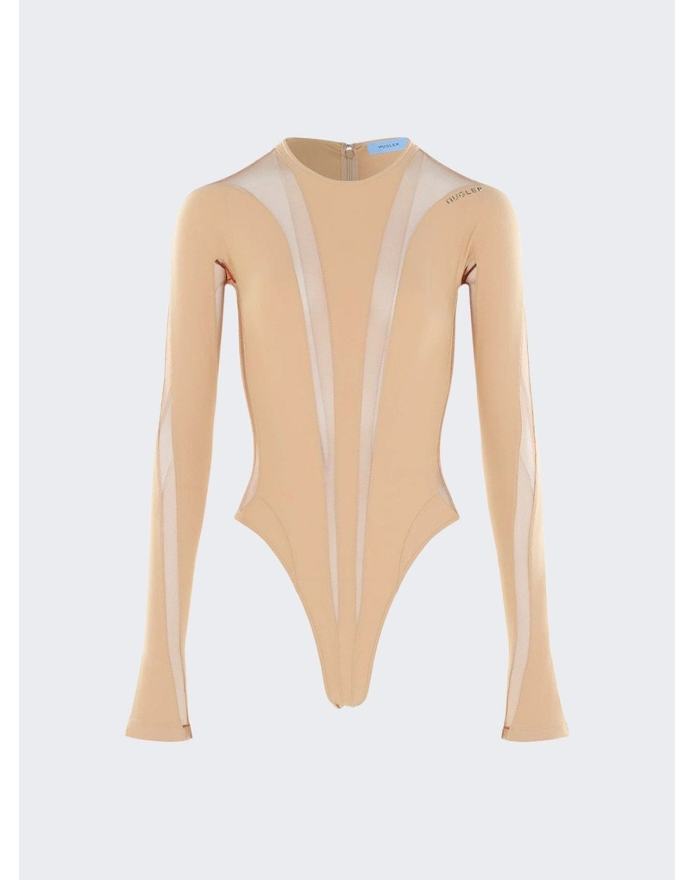 Mugler | Women | Long-sleeve Sheer Panel Bodysuit | Beige