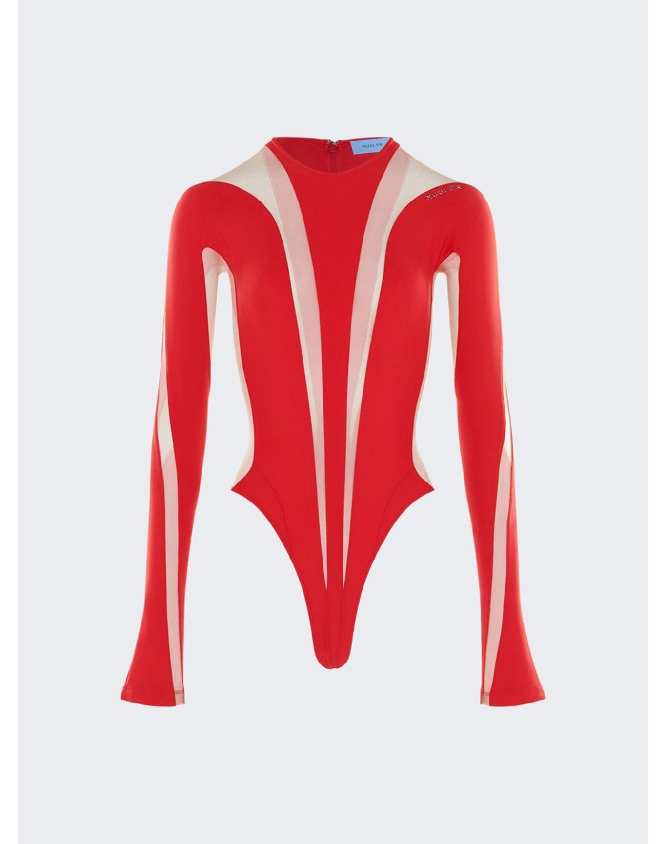 Mugler | Women | Long-sleeve Sheer Panel Bodysuit | Red